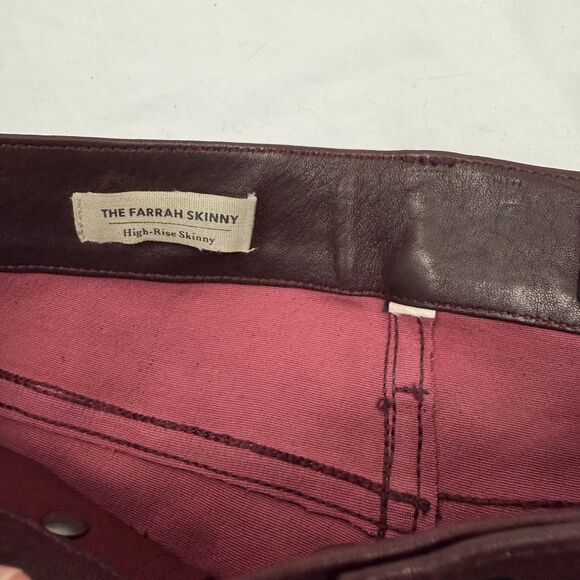 AG Adriano Goldschmied Lamb Leather Farrah Skinny High Rise Leather Pant 26 B79 - Picture 5 of 5